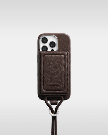 レザーストラップ + iPhoneケースセット - ダークブラウン