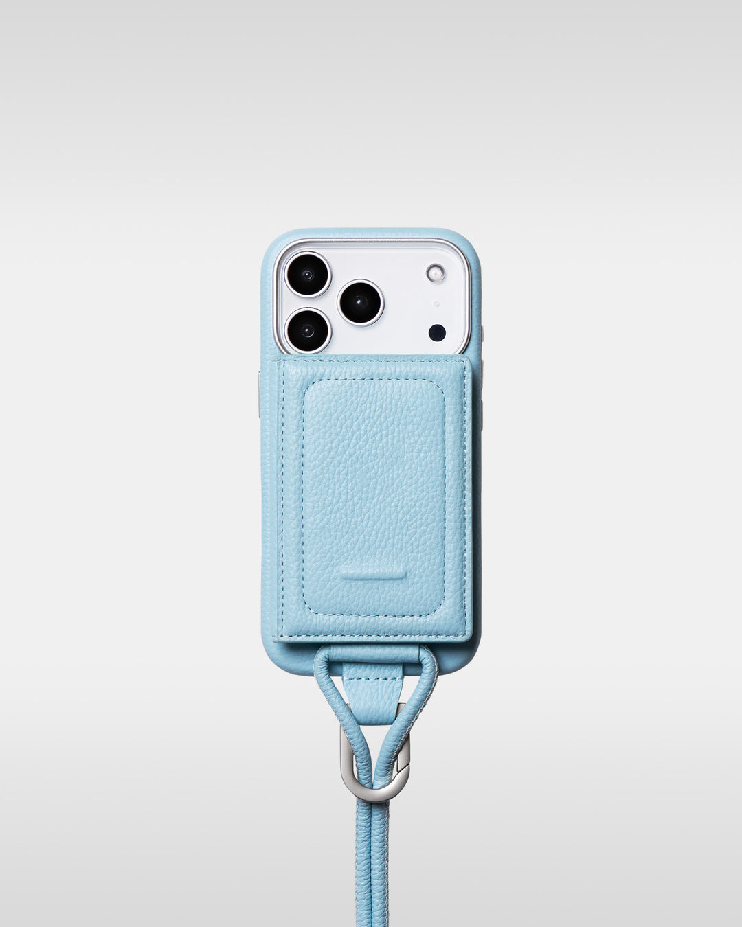 レザーストラップ + iPhoneケースセット - ライトブルー