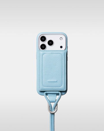 レザーストラップ + iPhoneケースセット - ライトブルー