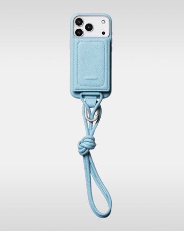 レザーストラップ + iPhoneケースセット - ライトブルー