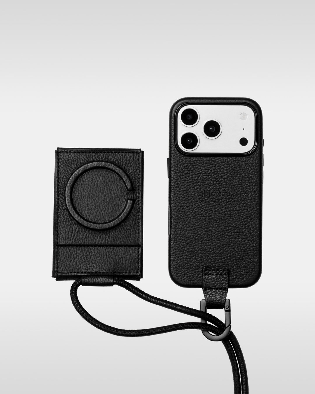 アジャスタブルレザーストラップ + iPhoneケースセット - エンベロープ - ブラック