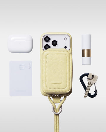 レザーストラップ + iPhoneケースセット - バターイエロー