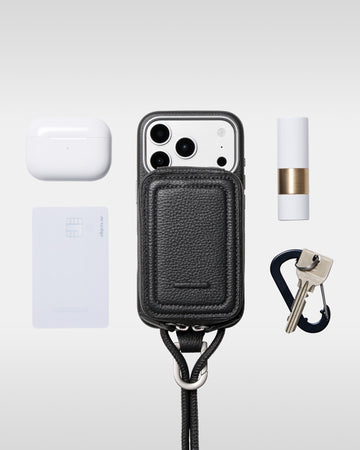 レザーストラップ + iPhoneケースセット - チャコール