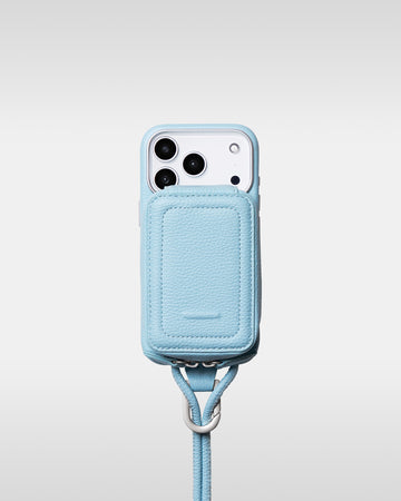 レザーストラップ + iPhoneケースセット - ライトブルー