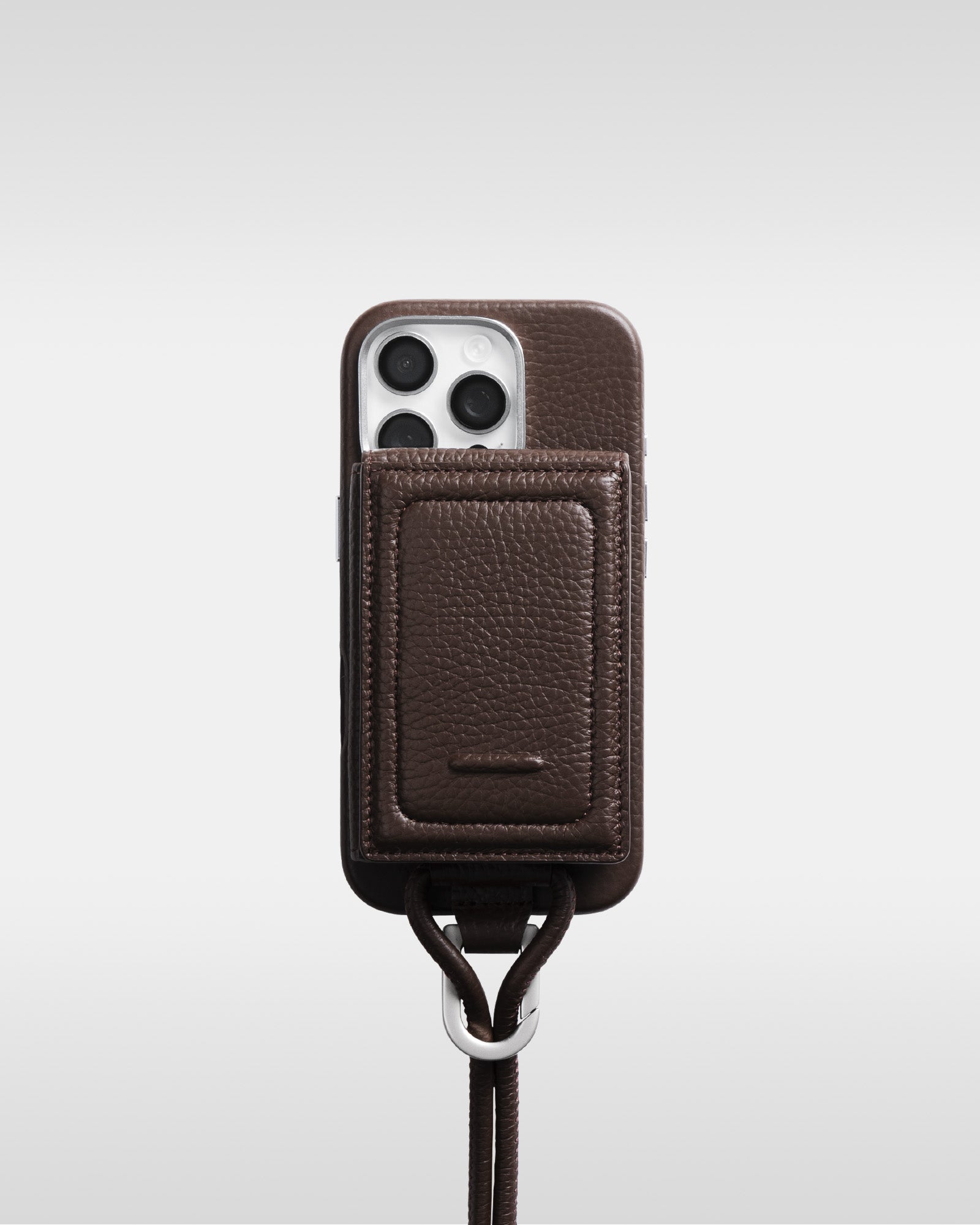 objcts.io レザーストラップ + iPhoneケースセット - ブラウン レザー製 iPhoneケース セット / ストラップ付スマホケース