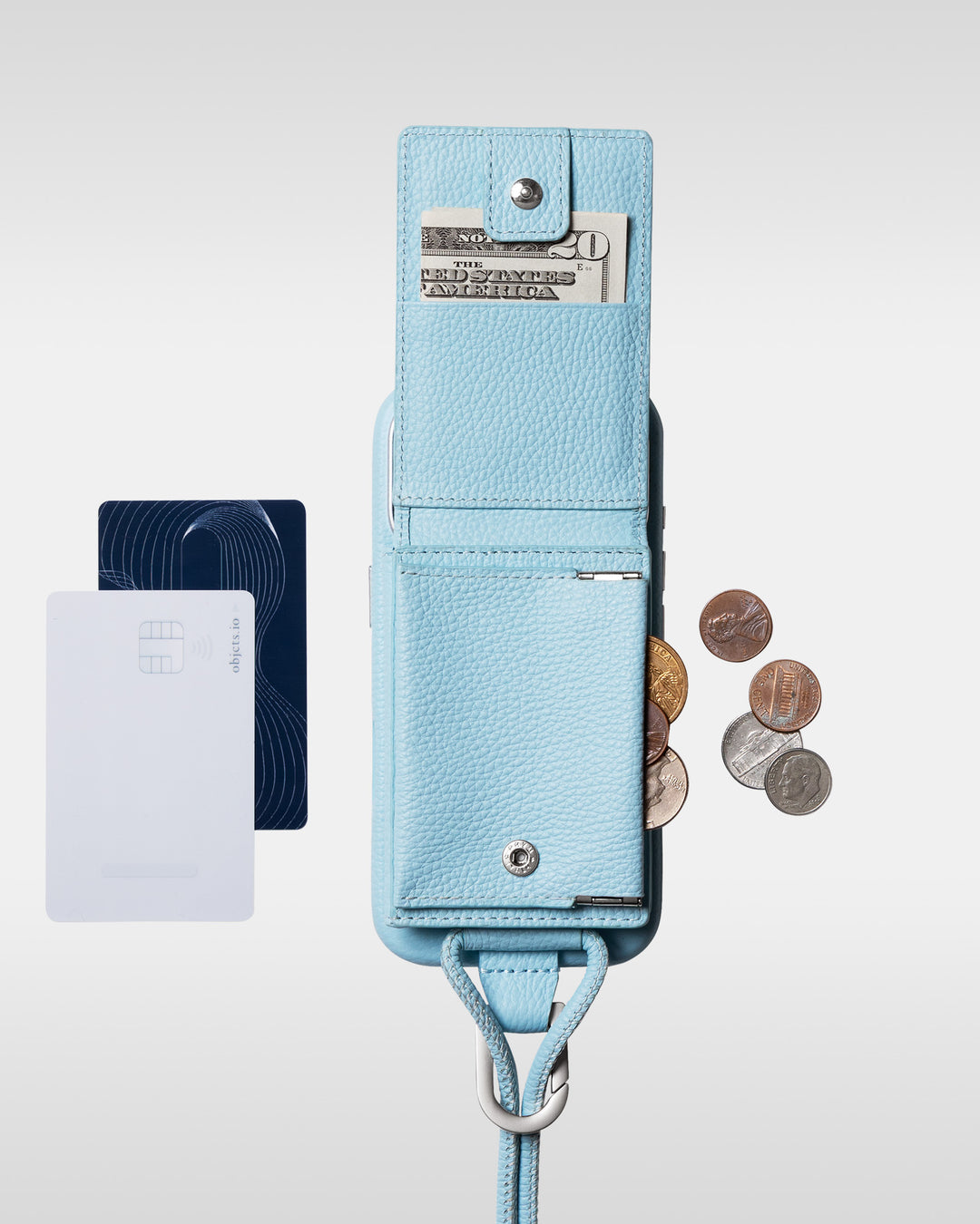 レザーストラップ + iPhoneケースセット - ライトブルー