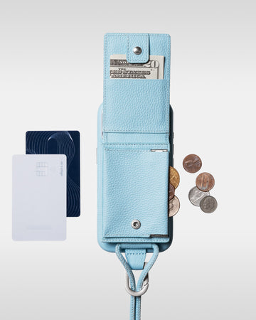 レザーストラップ + iPhoneケースセット - ライトブルー