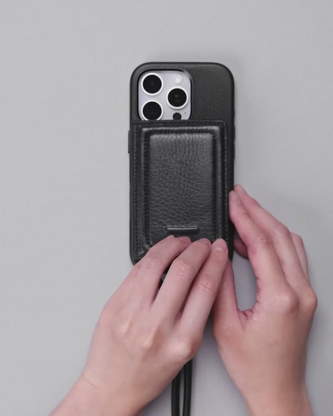 レザーストラップ + iPhoneケースセット - グレージュ