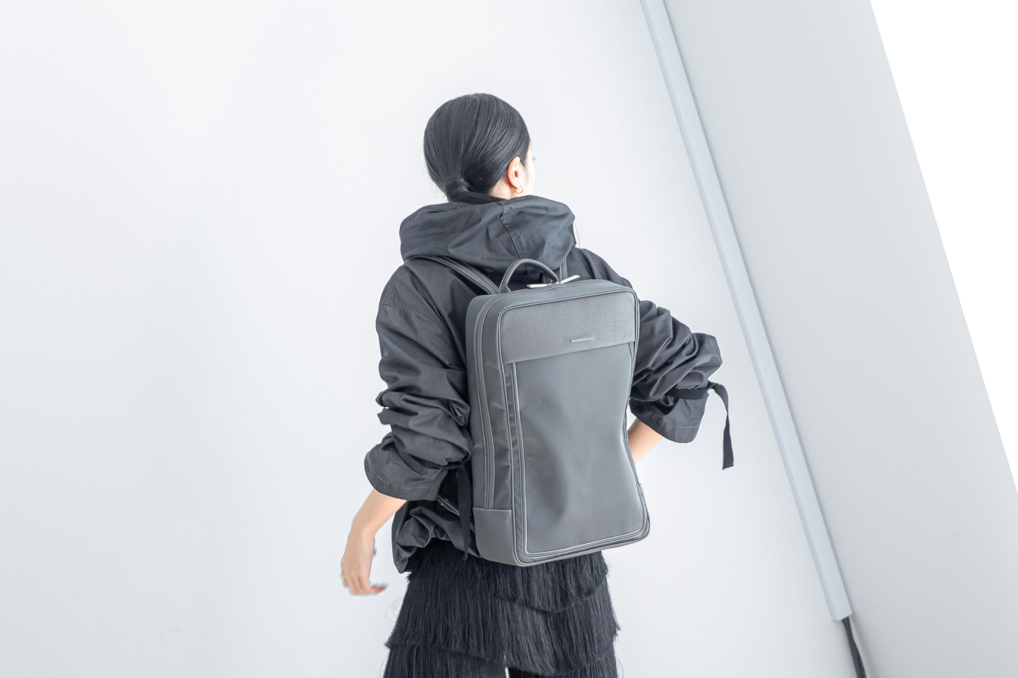 Nylon x Leather Backpack Medium